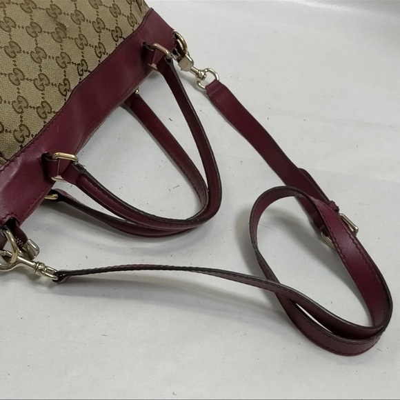 Vintage Gucci Beige and Burgundy Shoulder Bag - Picture 4 of 9